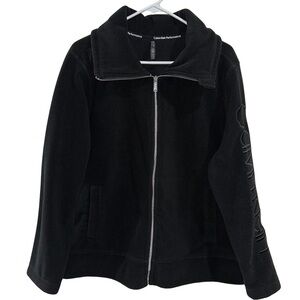 Women’s Calvin Klein Fleece Zip Up Jacket , Embroidered Sleeve Size 1X Plus Size